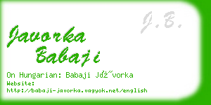 javorka babaji business card